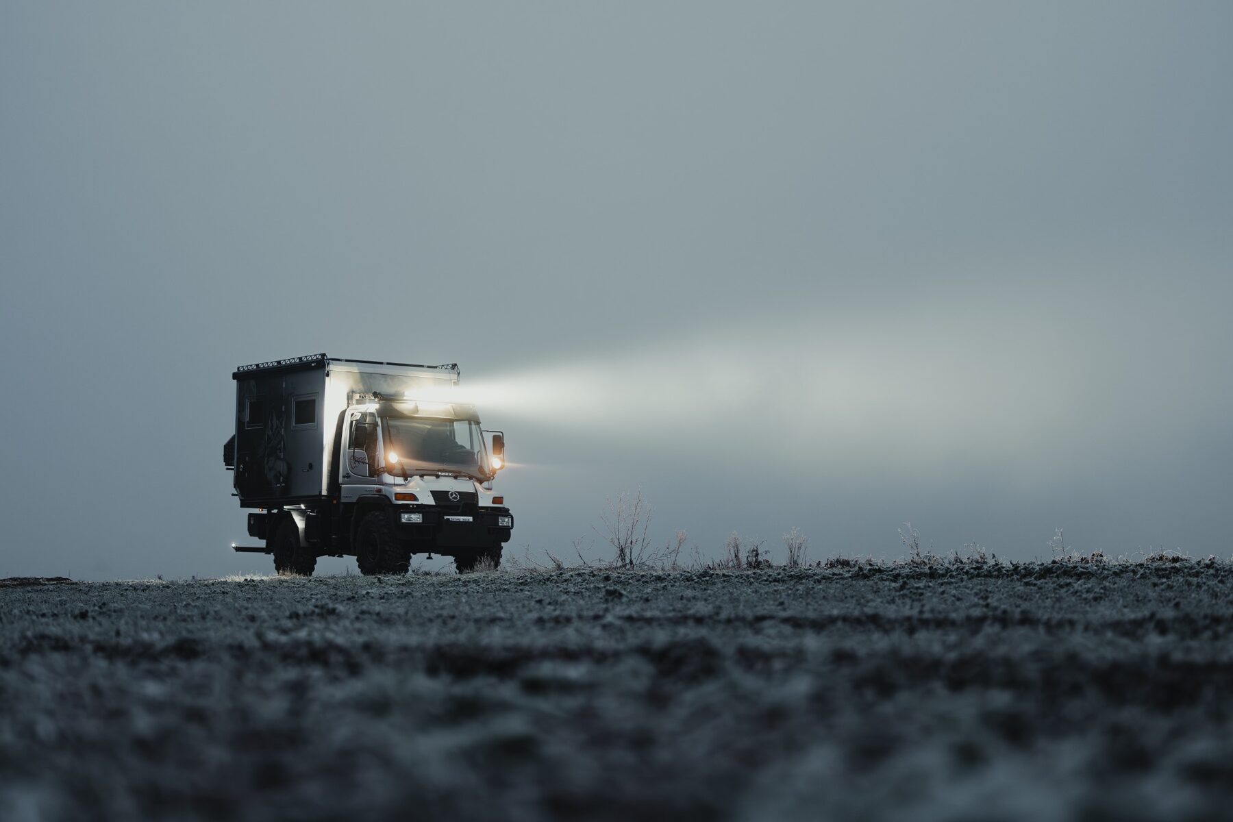 Expedition truck in winter conditions
